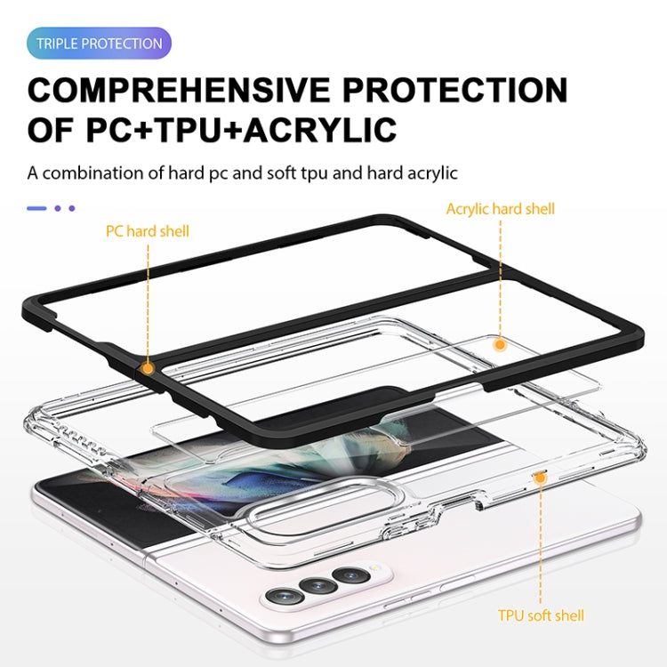 For Samsung Galaxy Z Fold4 Clear Acrylic+PC+TPU Shockproof Phone Case