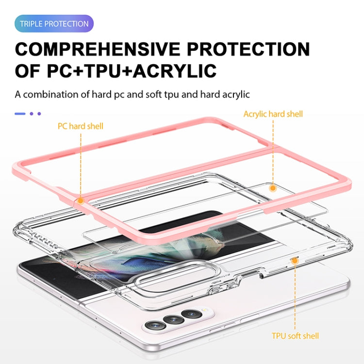 For Samsung Galaxy Z Fold4 Clear Acrylic+PC+TPU Shockproof Phone Case