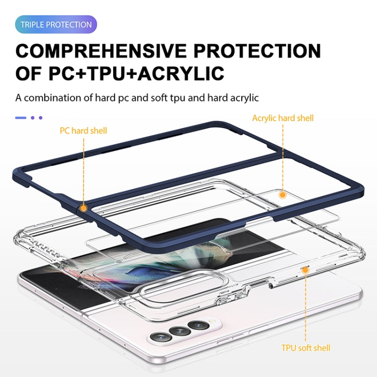 For Samsung Galaxy Z Fold4 Clear Acrylic+PC+TPU Shockproof Phone Case