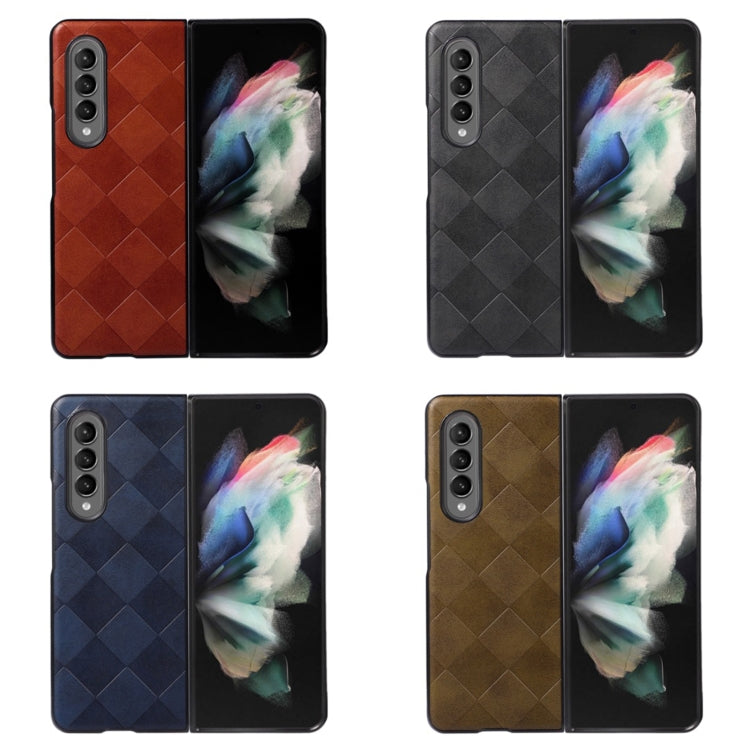 For Samsung Galaxy Z Fold4 Weave Plaid PU Phone Case