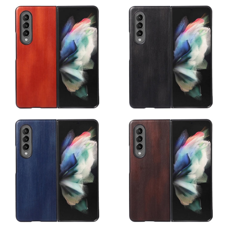 For Samsung Galaxy Z Fold4 Yellow Cow Texture PU Phone Case