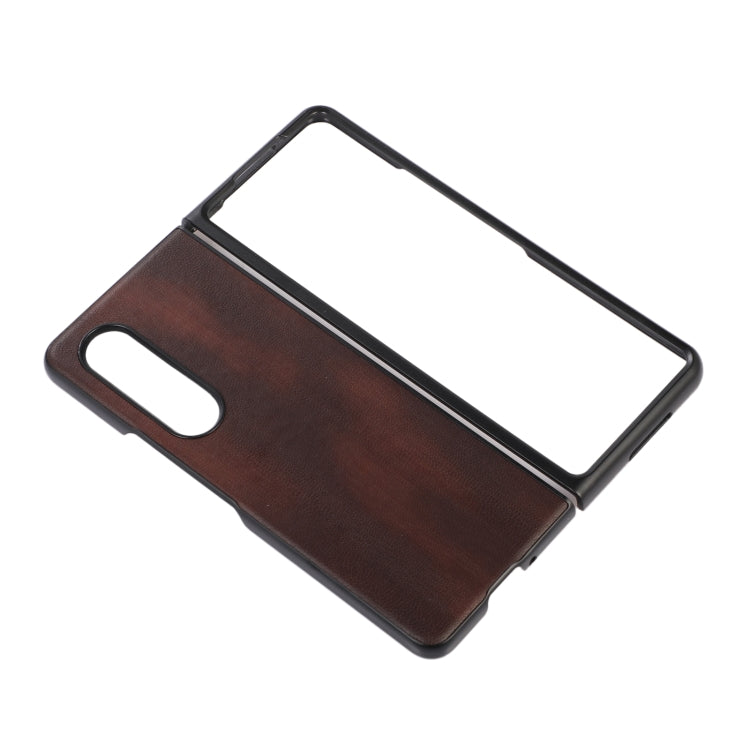 For Samsung Galaxy Z Fold4 Yellow Cow Texture PU Phone Case