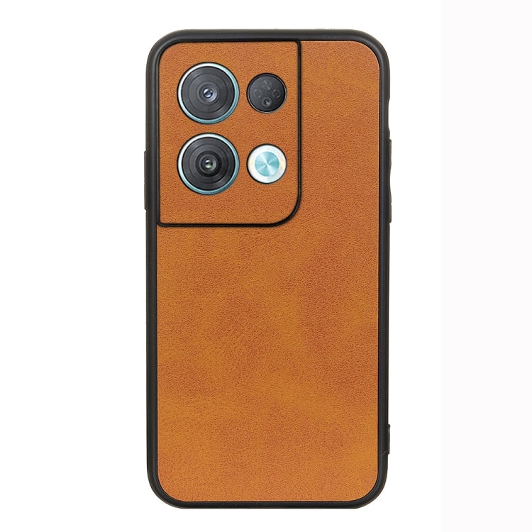 For OPPO Reno8 Accurate Hole Two-color Calf Texture PU Phone Case