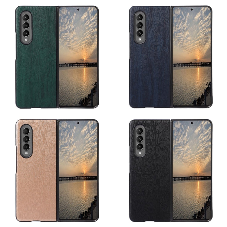 For Samsung Galaxy Z Fold4 Wood Texture PU Phone Case