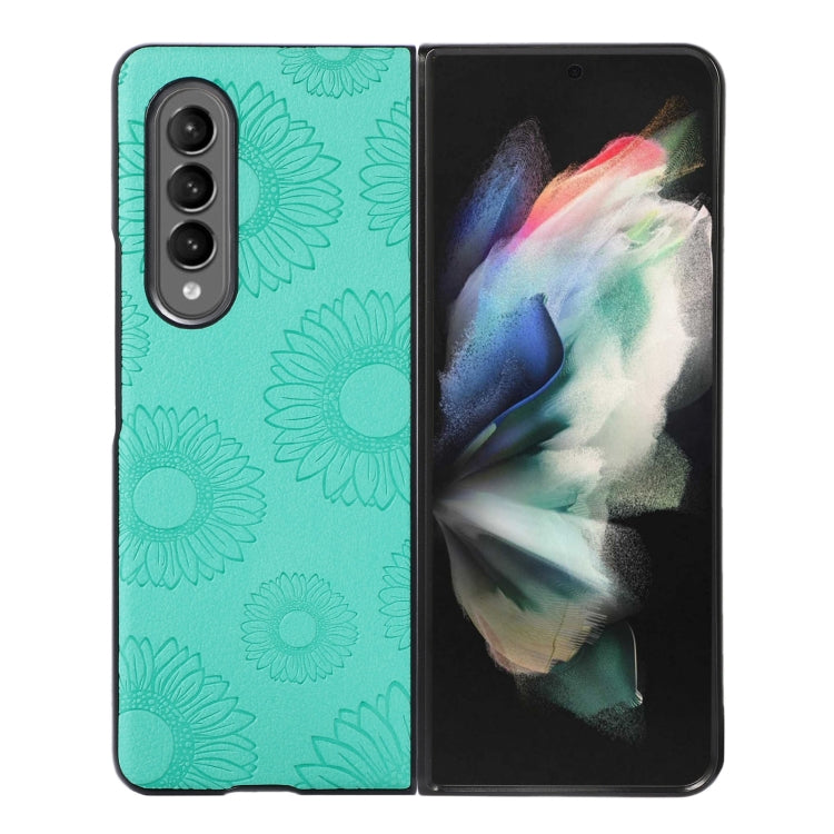 For Samsung Galaxy Z Fold4 Sunflower Pattern PU+TPU+PC Shockproof Phone Case