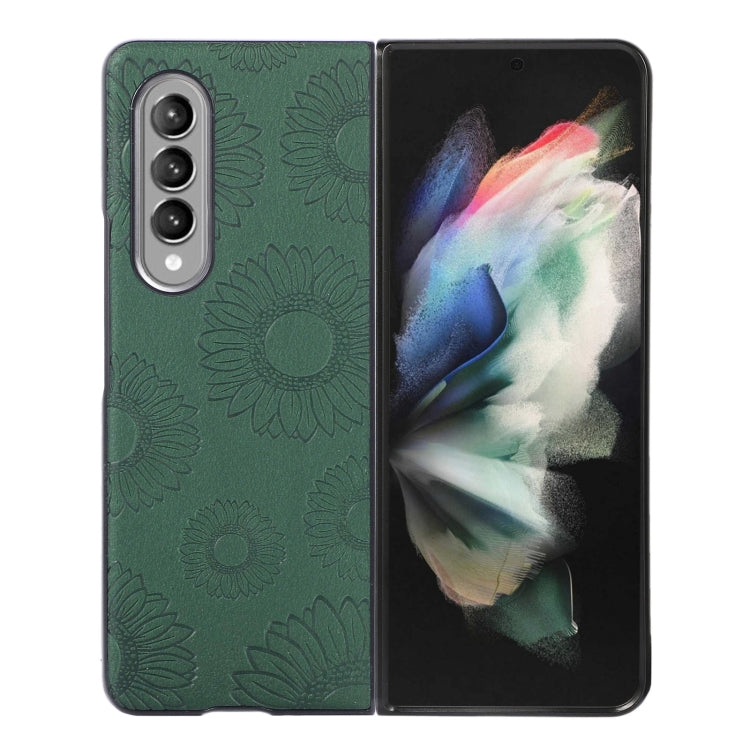 For Samsung Galaxy Z Fold4 Sunflower Pattern PU+TPU+PC Shockproof Phone Case