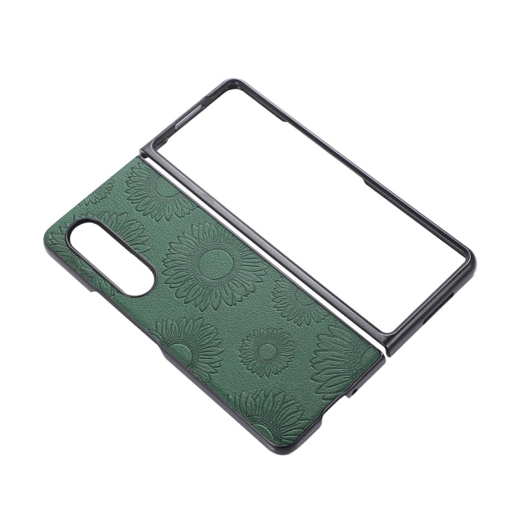 For Samsung Galaxy Z Fold4 Sunflower Pattern PU+TPU+PC Shockproof Phone Case