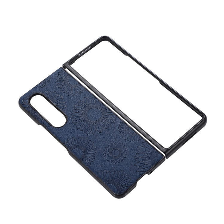 For Samsung Galaxy Z Fold4 Sunflower Pattern PU+TPU+PC Shockproof Phone Case