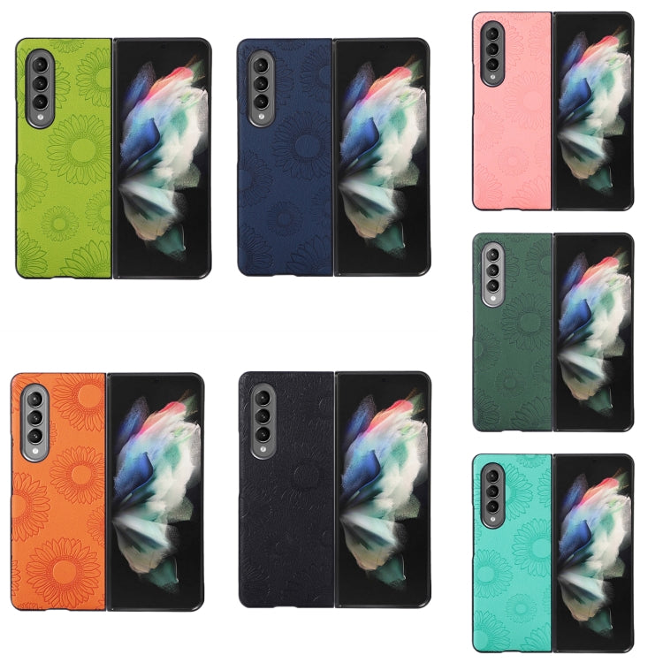 For Samsung Galaxy Z Fold4 Sunflower Pattern PU+TPU+PC Shockproof Phone Case