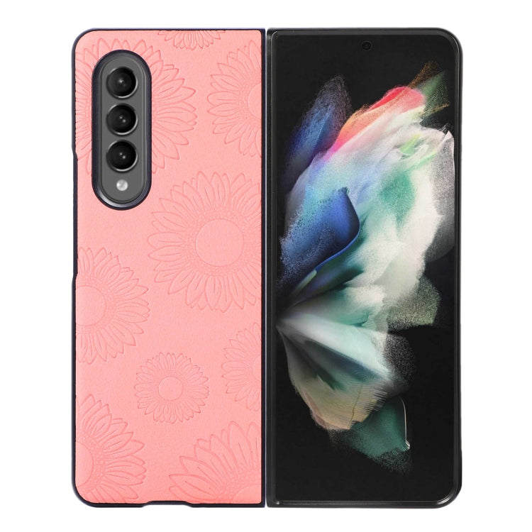 For Samsung Galaxy Z Fold4 Sunflower Pattern PU+TPU+PC Shockproof Phone Case