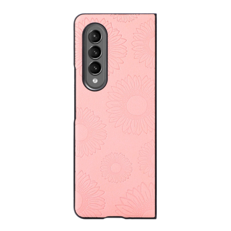For Samsung Galaxy Z Fold4 Sunflower Pattern PU+TPU+PC Shockproof Phone Case