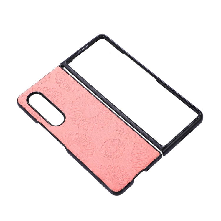 For Samsung Galaxy Z Fold4 Sunflower Pattern PU+TPU+PC Shockproof Phone Case