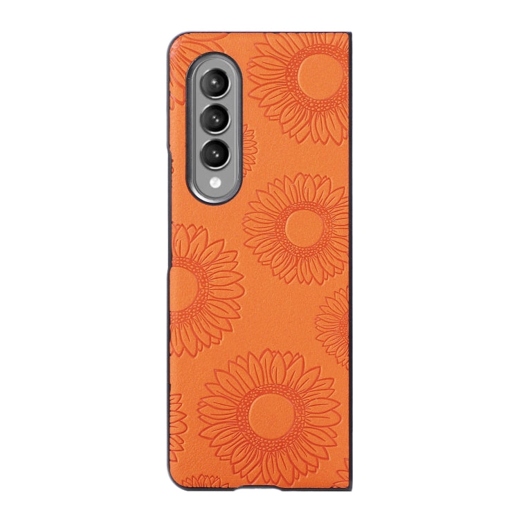 For Samsung Galaxy Z Fold4 Sunflower Pattern PU+TPU+PC Shockproof Phone Case