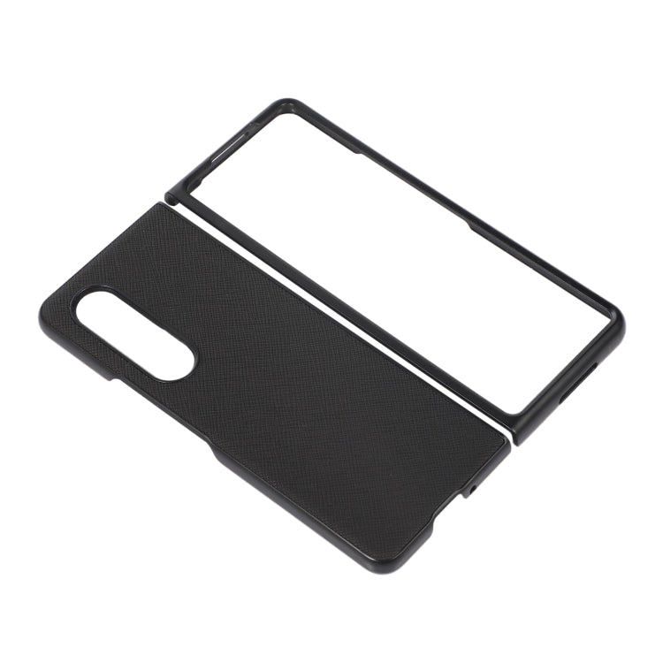 For Samsung Galaxy Z Fold4 Cross Texture PU Leather Phone Case