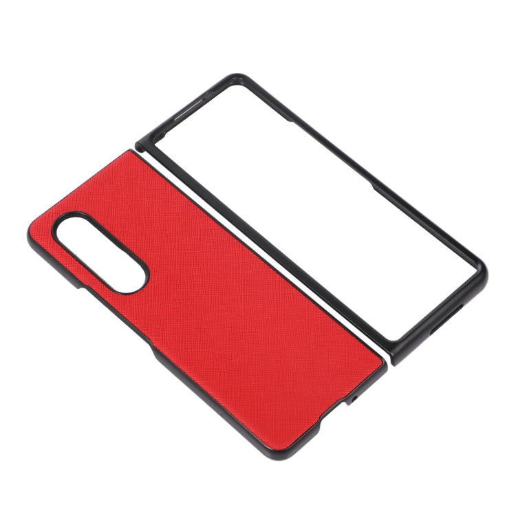 For Samsung Galaxy Z Fold4 Cross Texture PU Leather Phone Case