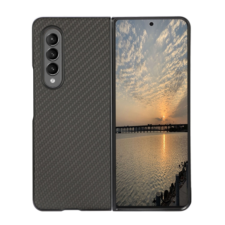 For Samsung Galaxy Z Fold4 Carbon Fiber Texture PU Leather Phone Case