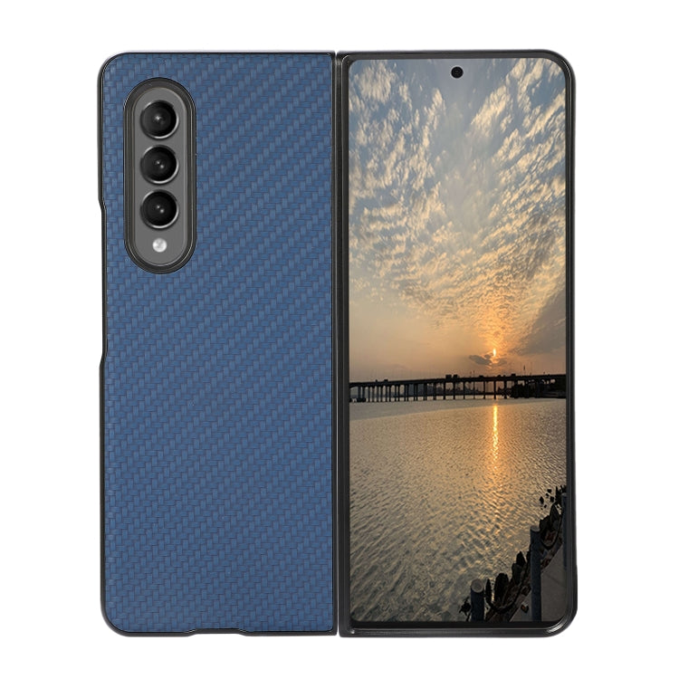 For Samsung Galaxy Z Fold4 Carbon Fiber Texture PU Leather Phone Case