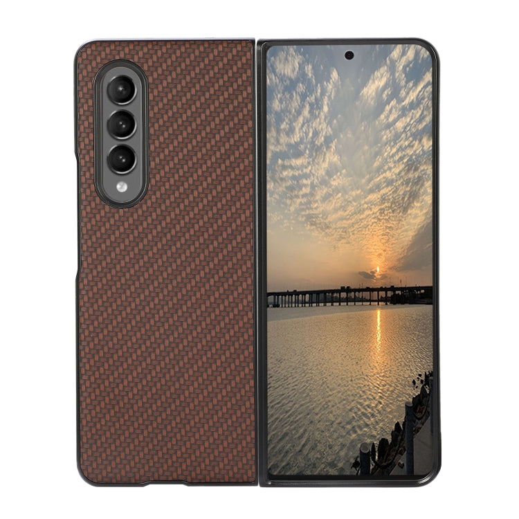 For Samsung Galaxy Z Fold4 Carbon Fiber Texture PU Leather Phone Case