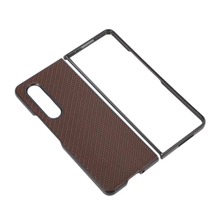 For Samsung Galaxy Z Fold4 Carbon Fiber Texture PU Leather Phone Case