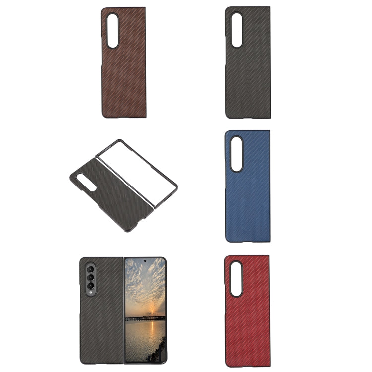 For Samsung Galaxy Z Fold4 Carbon Fiber Texture PU Leather Phone Case