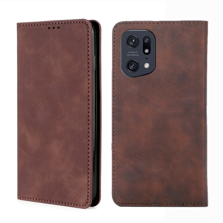 For OPPO Find X5 Pro Skin Feel Magnetic Horizontal Flip Leather Phone Case