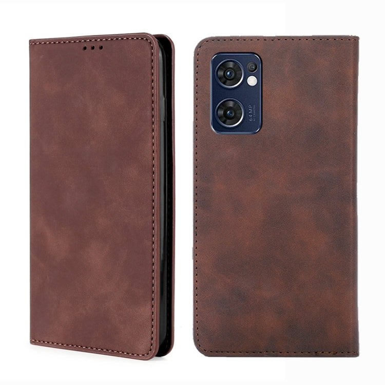 For OPPO Reno7 5G Global Skin Feel Magnetic Horizontal Flip Leather Phone Case