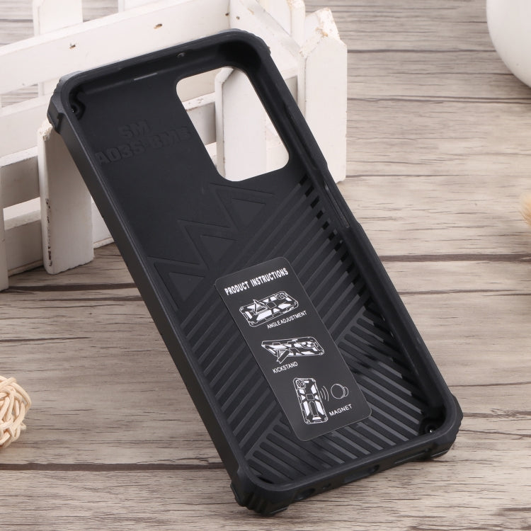 For Samsung Galaxy A03s 166mm Shockproof TPU + PC Magnetic Phone Case with Holder