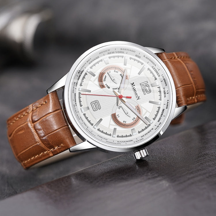 YAZOLE M039 Waterproof Leather Strap Quartz Movement Men Sports Watch