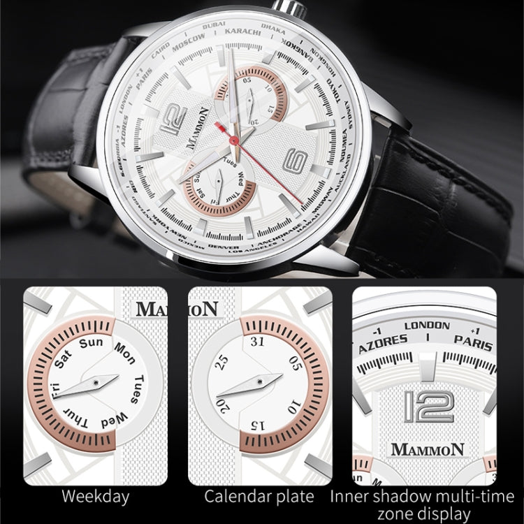 YAZOLE M039 Waterproof Leather Strap Quartz Movement Men Sports Watch
