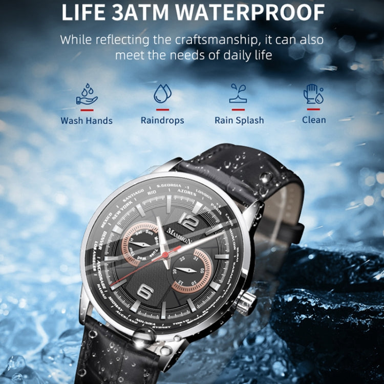 YAZOLE M039 Waterproof Leather Strap Quartz Movement Men Sports Watch