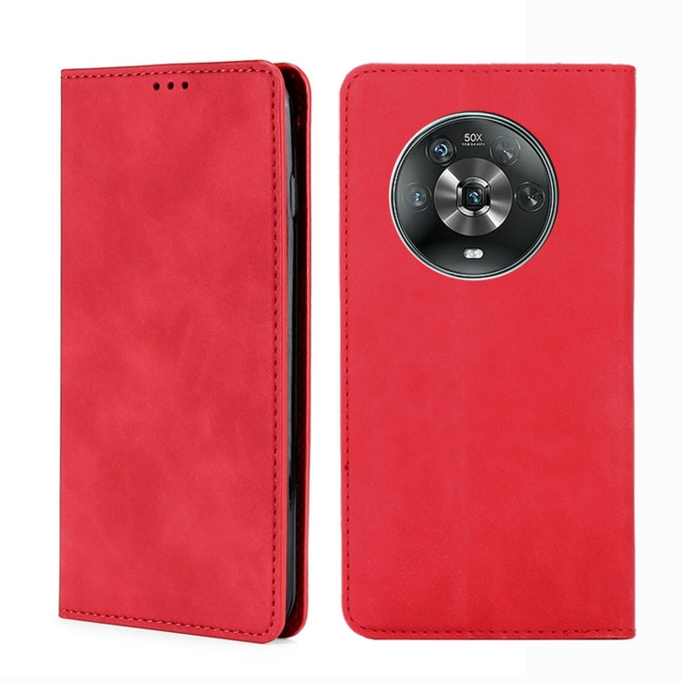For Honor Magic4 Skin Feel Magnetic Horizontal Flip Leather Phone Case