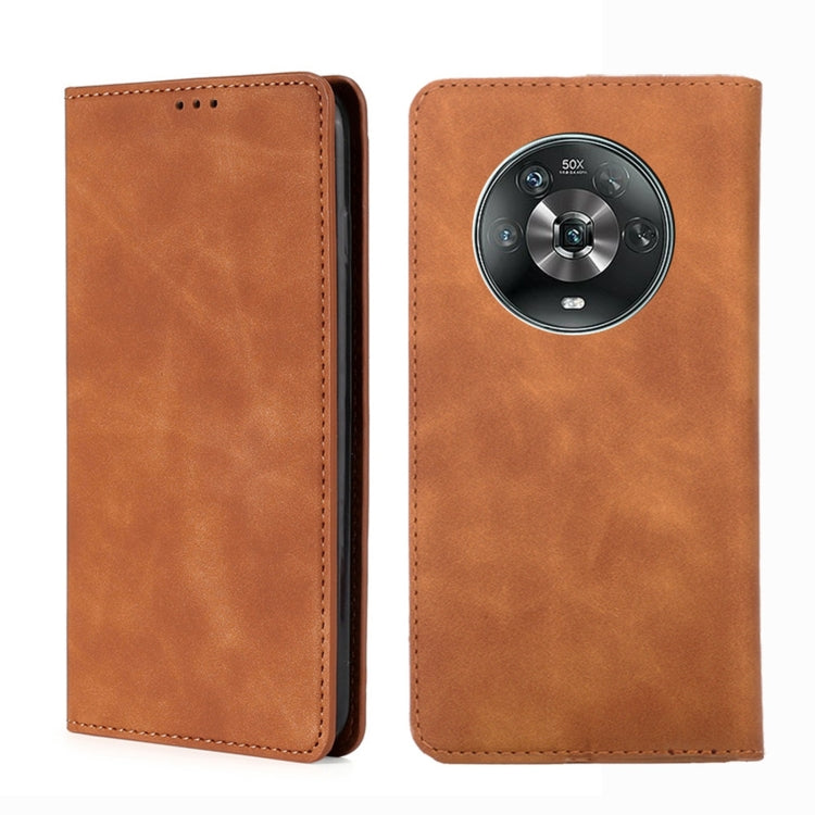 For Honor Magic4 Skin Feel Magnetic Horizontal Flip Leather Phone Case
