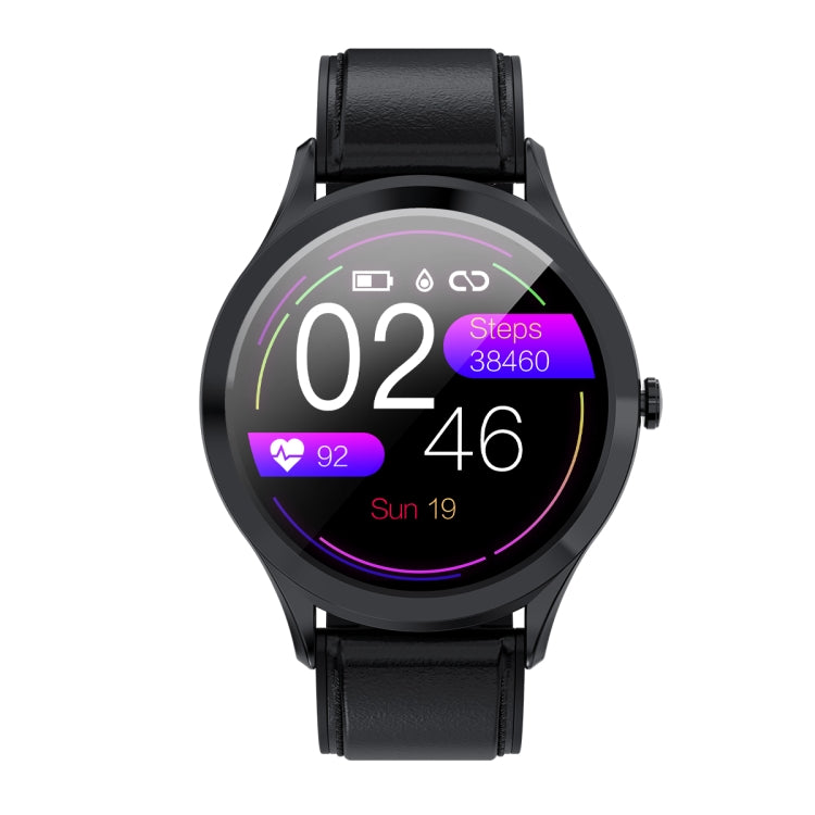 MK10 1.3 inch IPS Color Full-screen Touch Leather Belt Smart Watch, Support Weather Forecast / Heart Rate Monitor / Sleep Monitor / Blood Pressure Monitoring(Black)