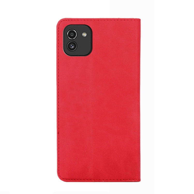 For Samsung Galaxy A03 EU Edition 166mm Skin Feel Magnetic Horizontal Flip Leather Phone Case