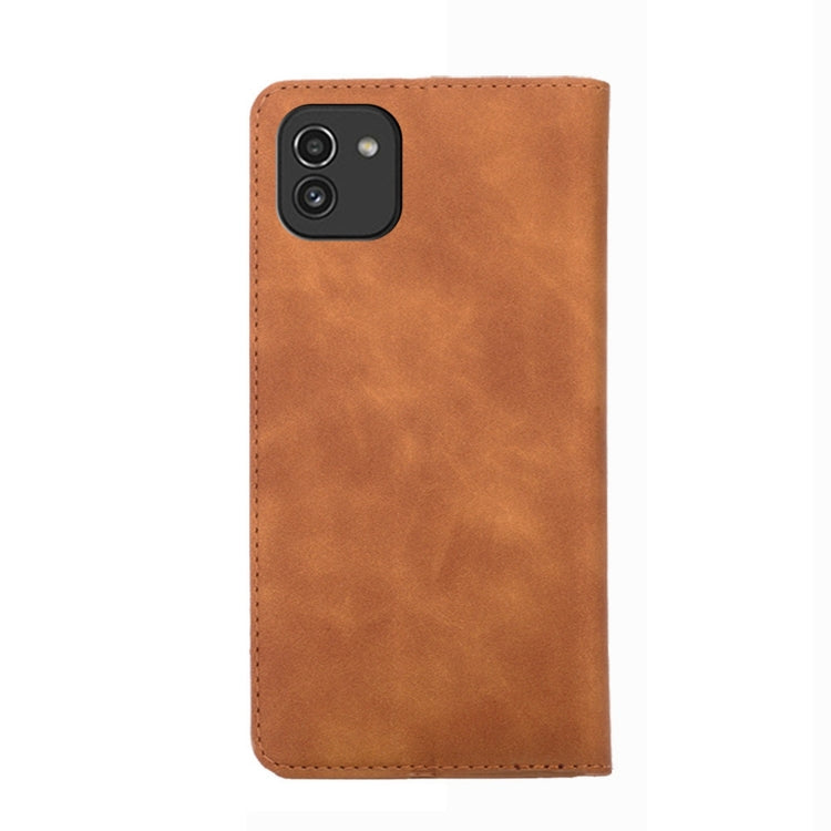 For Samsung Galaxy A03 EU Edition 166mm Skin Feel Magnetic Horizontal Flip Leather Phone Case