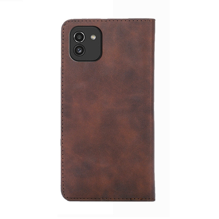 For Samsung Galaxy A03 EU Edition 166mm Skin Feel Magnetic Horizontal Flip Leather Phone Case