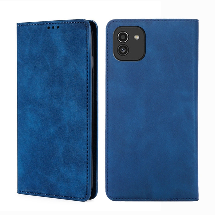 For Samsung Galaxy A03 EU Edition 166mm Skin Feel Magnetic Horizontal Flip Leather Phone Case