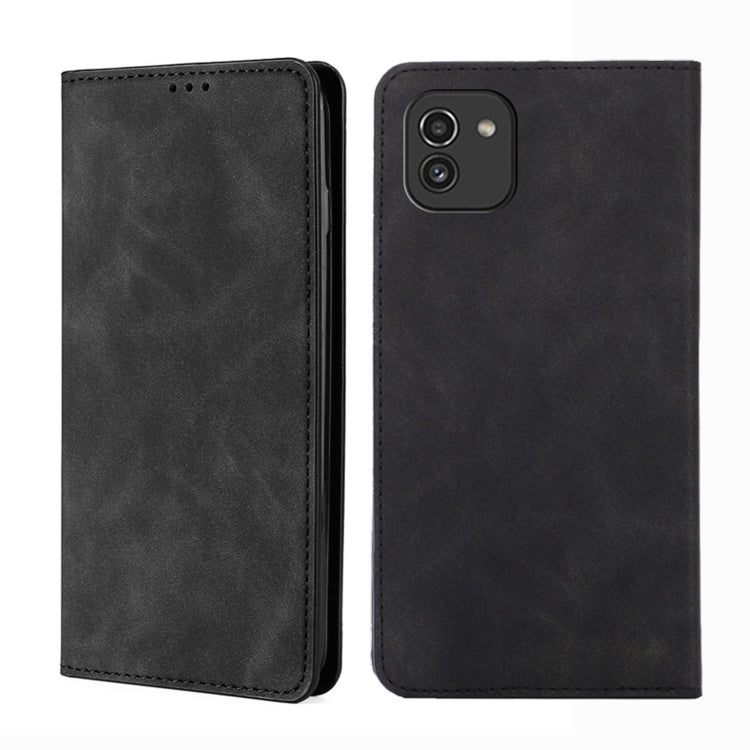 For Samsung Galaxy A03 EU Edition 166mm Skin Feel Magnetic Horizontal Flip Leather Phone Case