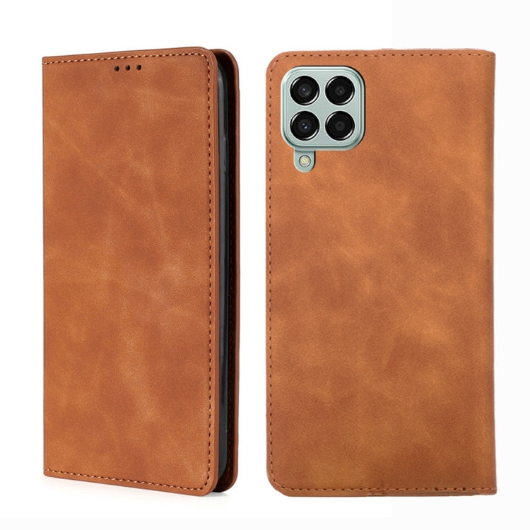 For Samsung Galaxy M33 5G Skin Feel Magnetic Horizontal Flip Leather Phone Case