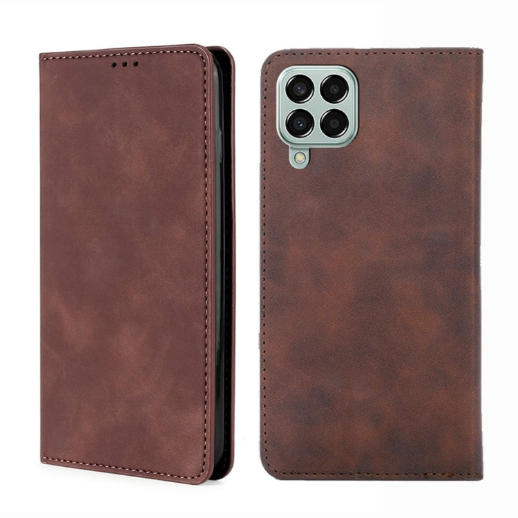 For Samsung Galaxy M33 5G Skin Feel Magnetic Horizontal Flip Leather Phone Case