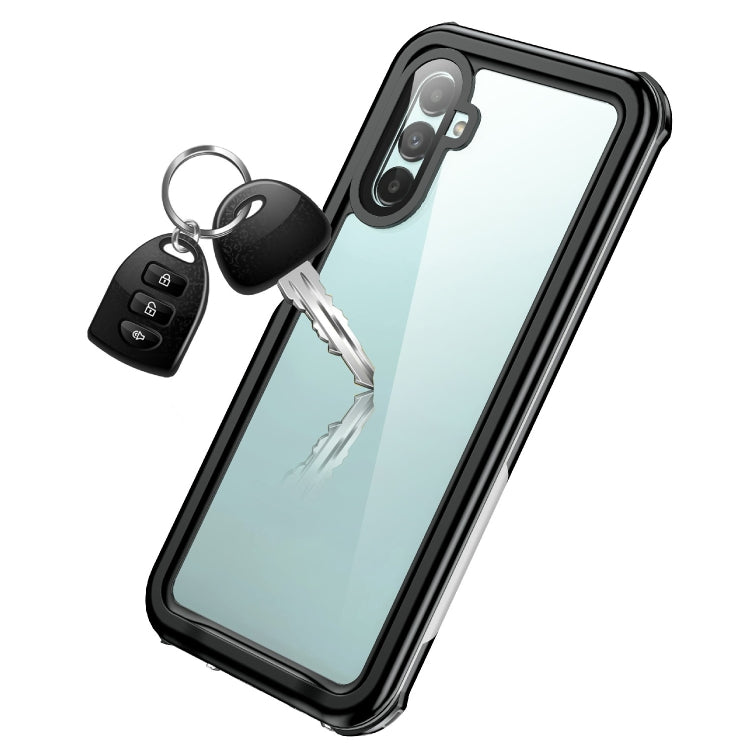 For Samsung Galaxy A13 5G Life Waterproof Dustproof Shockproof Transparent Acrylic Protective Phone Case(Black)