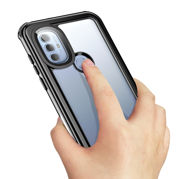 For Motorola Moto G Power 2022 Life Waterproof Dustproof Shockproof Transparent Acrylic Protective Phone Case(Black)