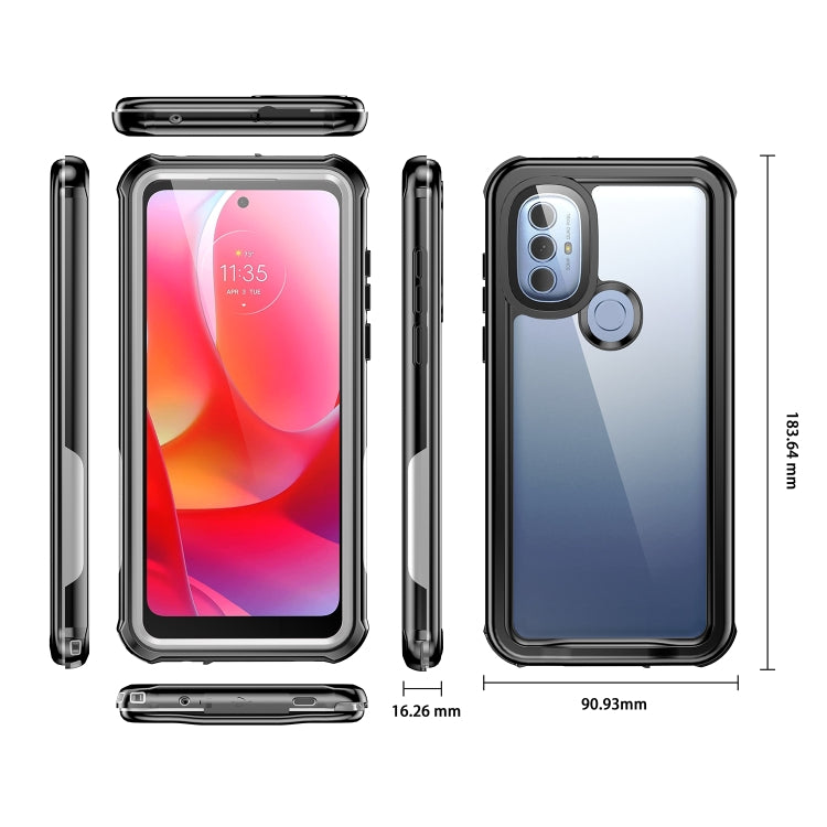 For Motorola Moto G Power 2022 Life Waterproof Dustproof Shockproof Transparent Acrylic Protective Phone Case(Black)