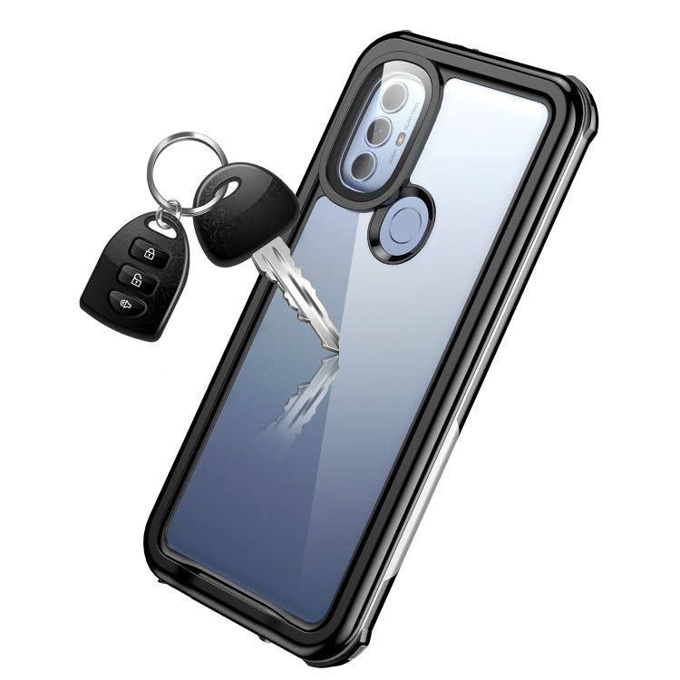 For Motorola Moto G Power 2022 Life Waterproof Dustproof Shockproof Transparent Acrylic Protective Phone Case(Black)