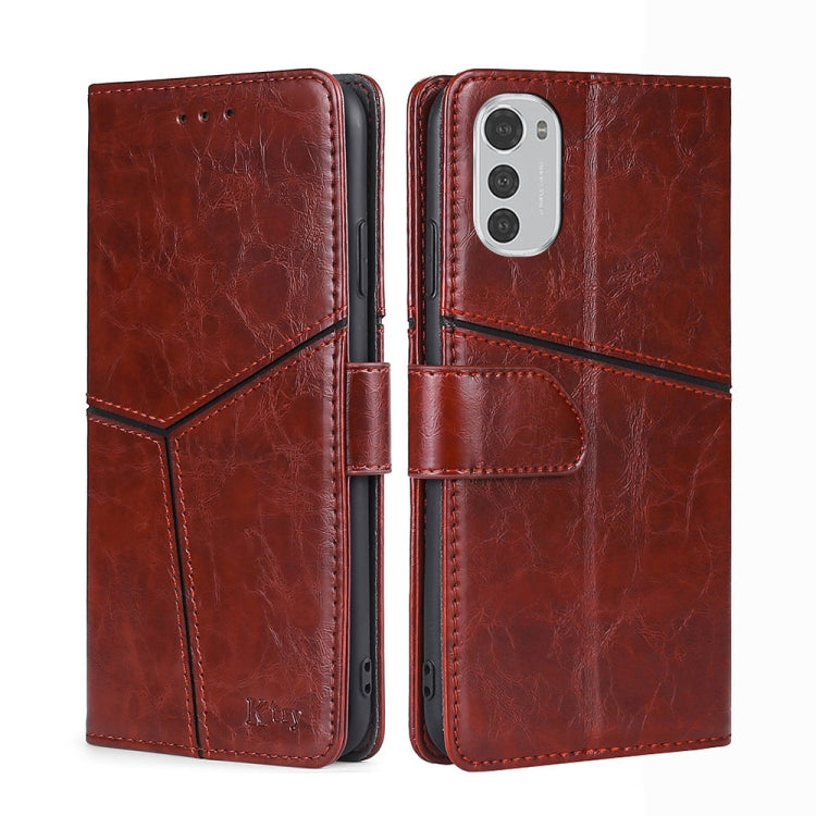 For Motorola Moto E32 4G Geometric Stitching Horizontal Flip Leather Phone Case