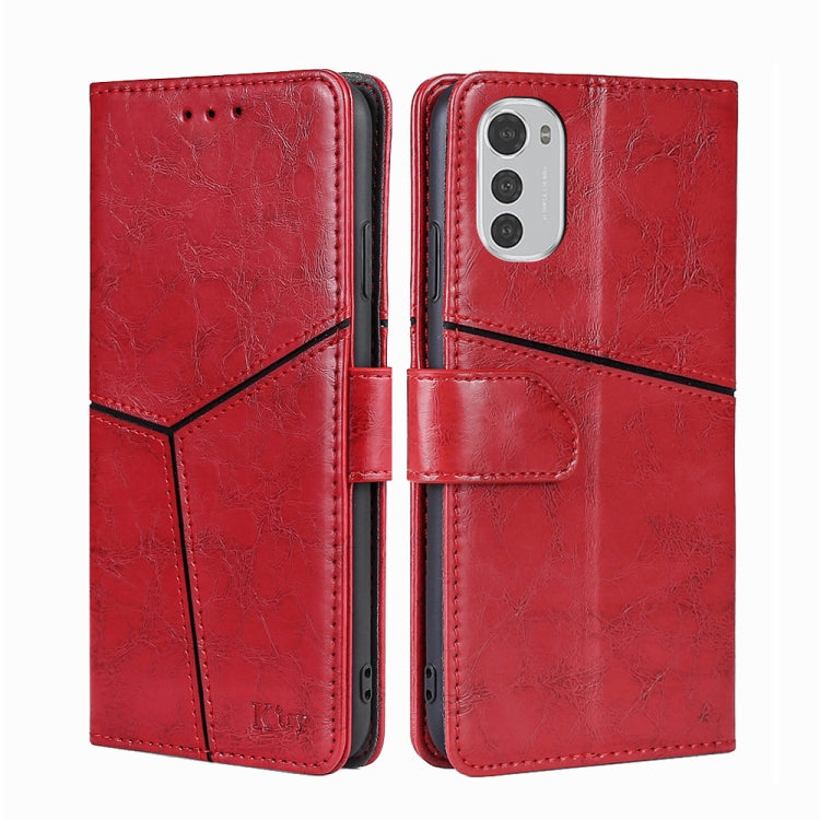 For Motorola Moto E32 4G Geometric Stitching Horizontal Flip Leather Phone Case