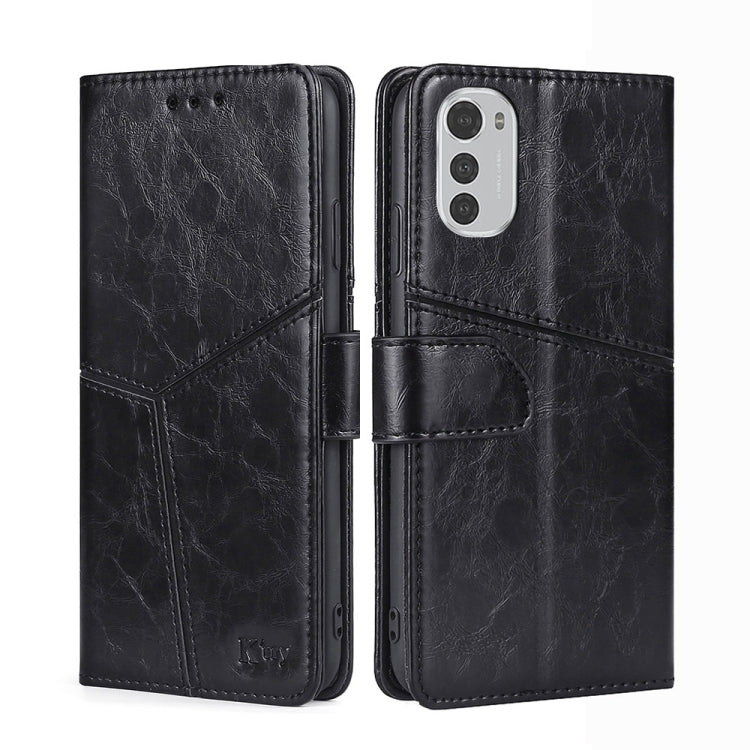 For Motorola Moto E32 4G Geometric Stitching Horizontal Flip Leather Phone Case