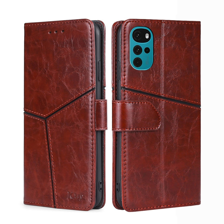 For Motorola Moto G22 Geometric Stitching Horizontal Flip Leather Phone Case