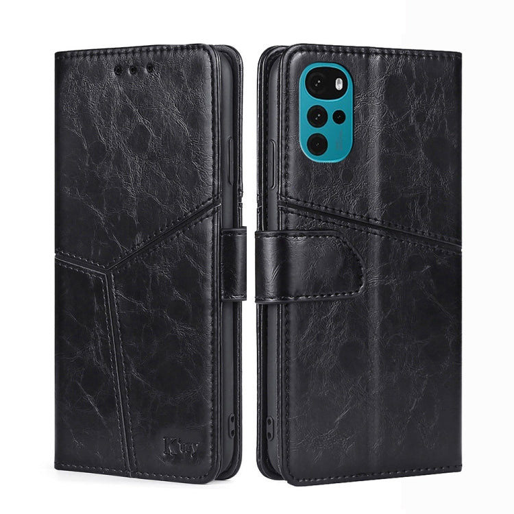 For Motorola Moto G22 Geometric Stitching Horizontal Flip Leather Phone Case