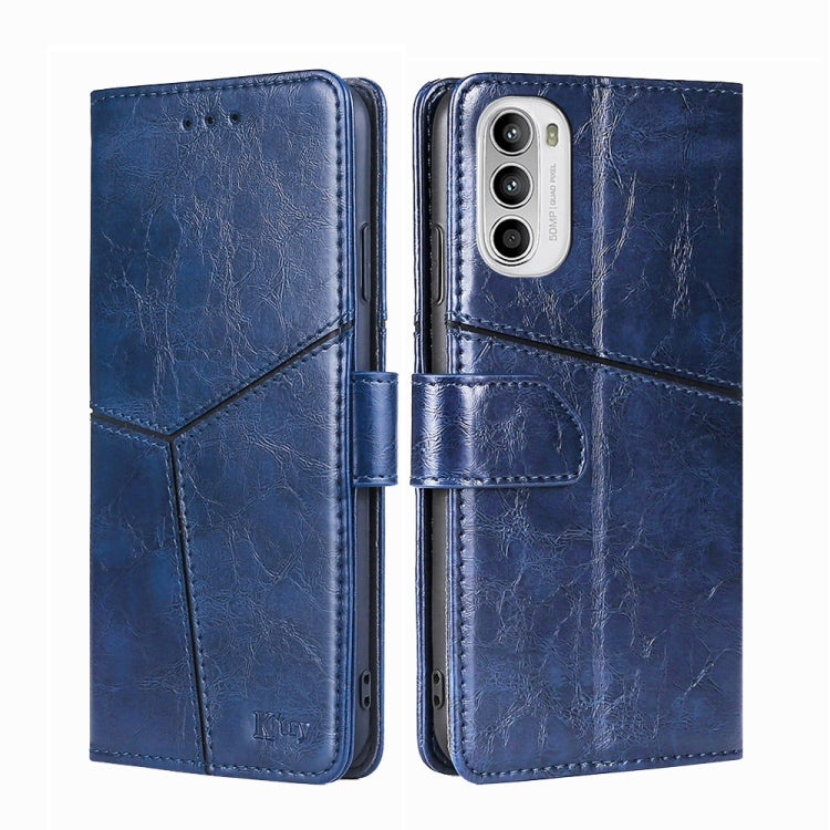 For Motorola Moto G52 4G/G82 5G Geometric Stitching Horizontal Flip Leather Phone Case